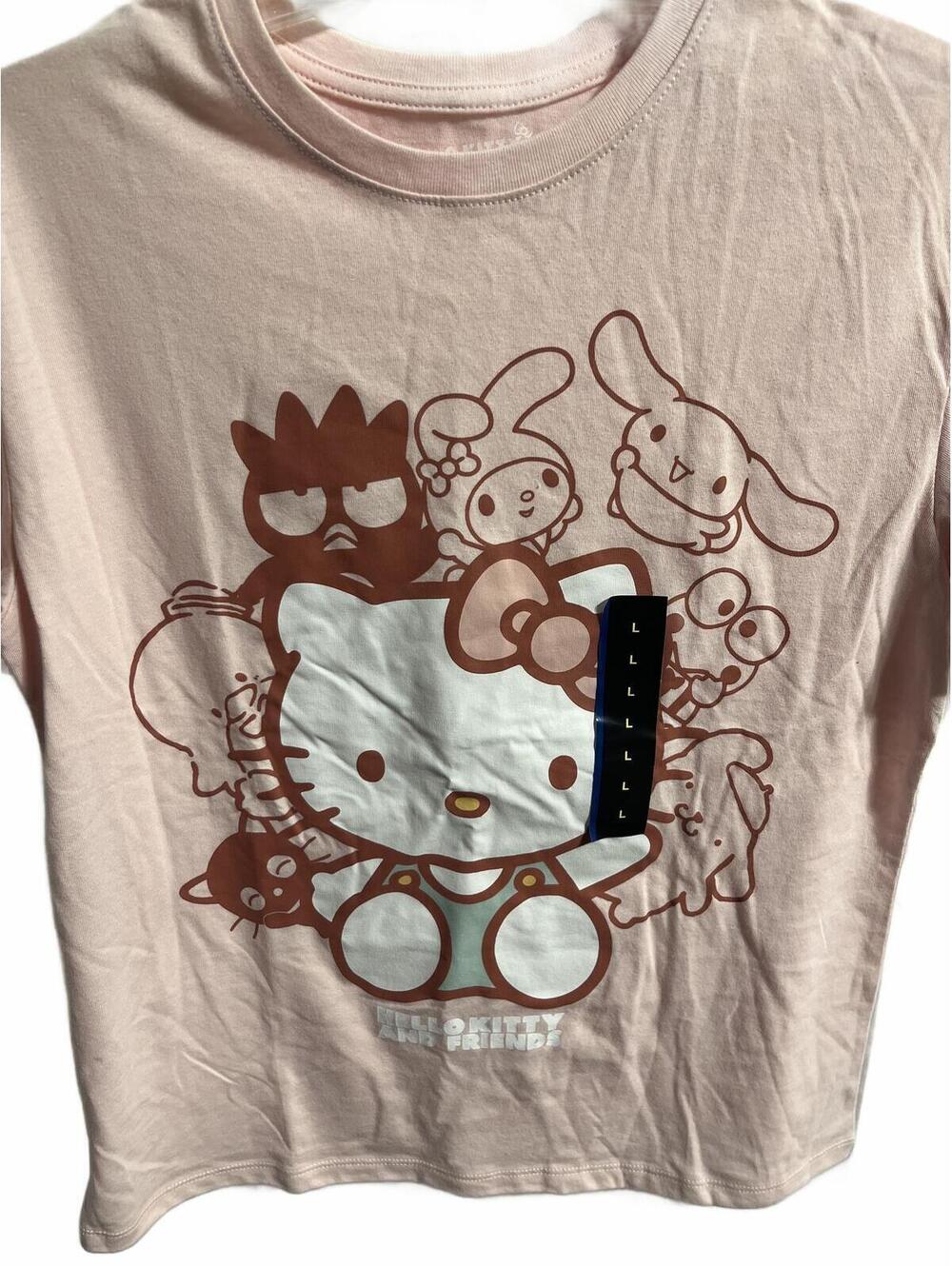Girls Large Hello Kitty Tee Pink Graphic T-Shirt Hello Kitty and Friends NEW